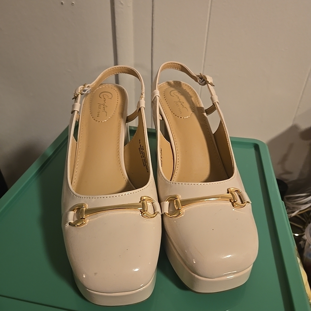 Cream Women Slingback Shoes